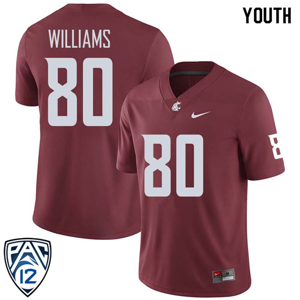 Youth #80 Dom Williams Washington State Cougars College Football Jerseys Sale-Crimson